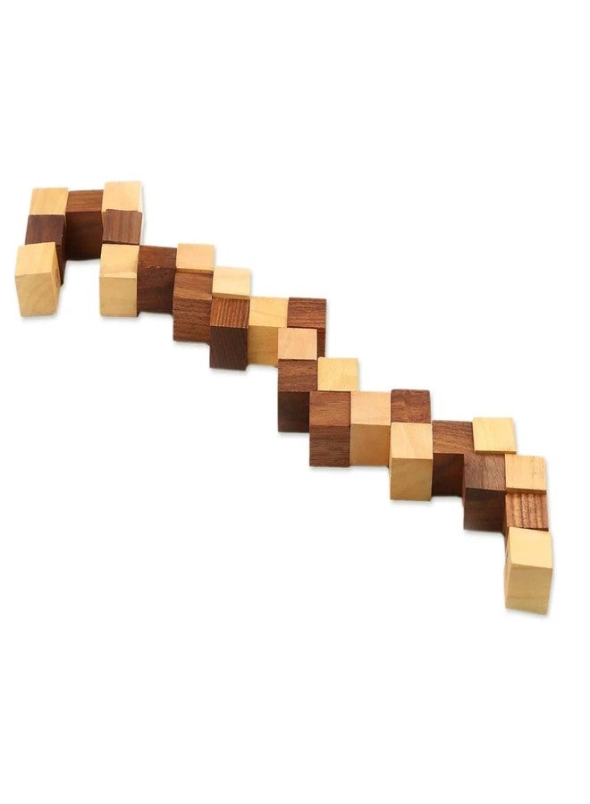 Luckymorden Handcrafted Cube-Shaped Wood Puzzle, Wooden IQ Teaser Puzzle Adult Snake Cube| Geometric Brain Teaser Ruler Cube Wedges Twist Puzzle, Wooden Snake Cube Puzzle - Image 3